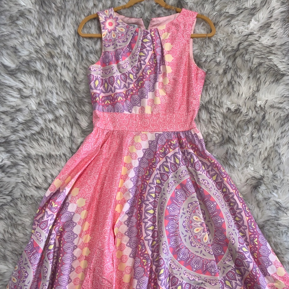 A Line Bright Print Dress